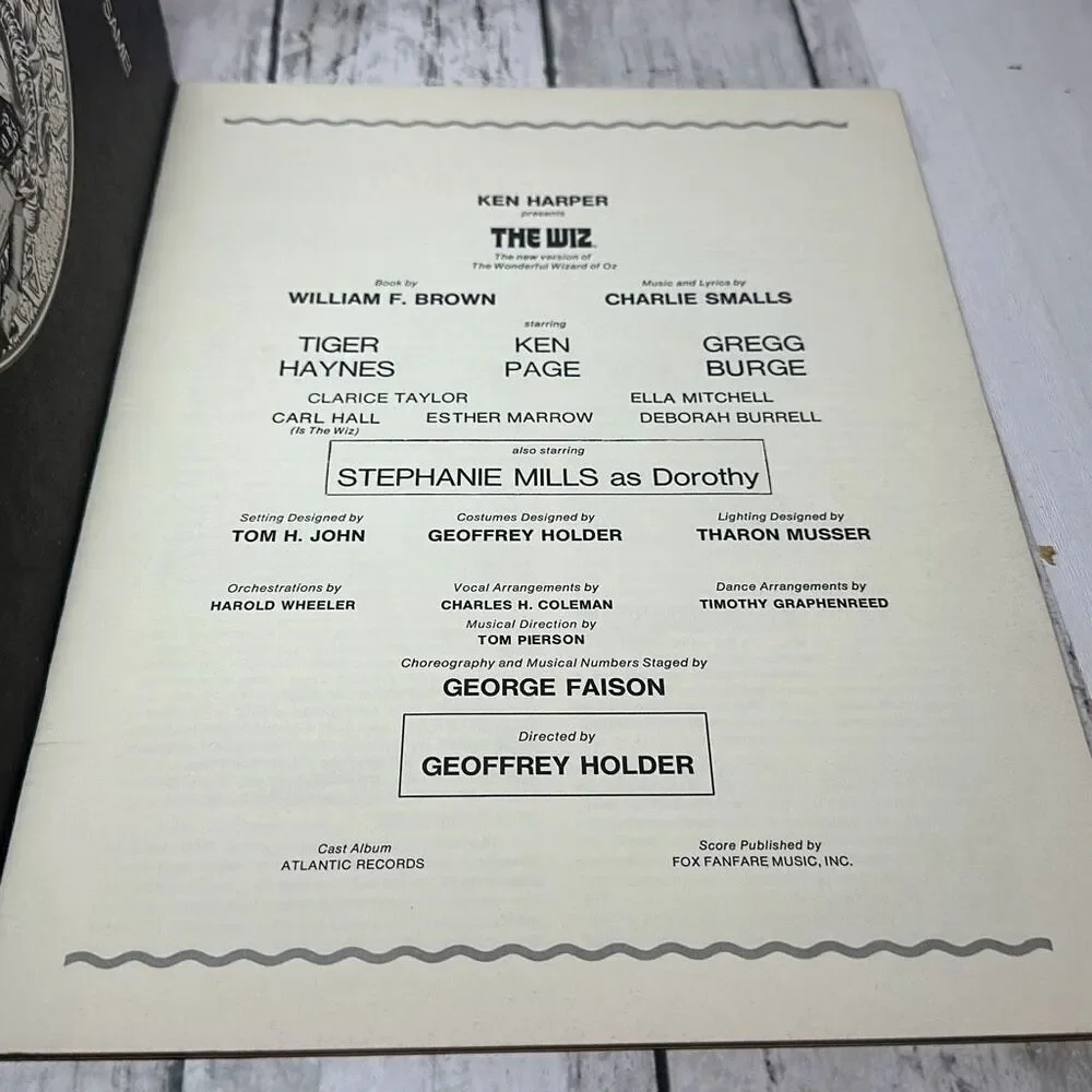 1974 THE WIZ The New Musical Version of The Wonderful Wizard of‎ Oz Program Book